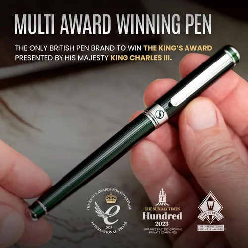 Miniatura 9 de Scriveiner British Racing Green Rollerball - Impresionante bolígrafo de lujo con acabado cromado, repuesto de tinta Schmidt, el mejor juego de 12.