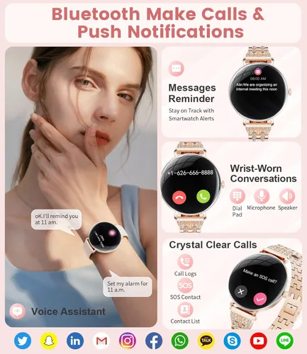 Miniatura 2 de LIGE Reloj inteligente ultrafino para mujer (respuesta/hacer llamadas), reloj de seguimiento de actividad física de 1.43 pulgadas con frecuencia