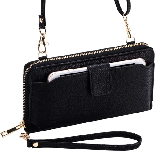 Miniatura 4 de K . A Cartera de pulsera para mujer, bolsa cruzada para teléfono celular, bolso de mano con ranuras para tarjetas RFID, 2 correas para muñeca