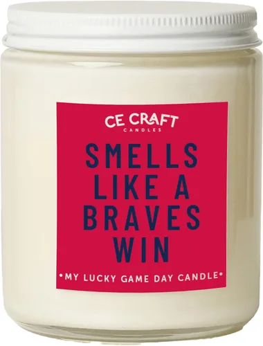 CE Craft Vela Huele Como una Victoria de los Braves - Divertido Regalo de Cumpleaños para Él - Temática de Béisbol para Papá o Novio, Ella - Braves