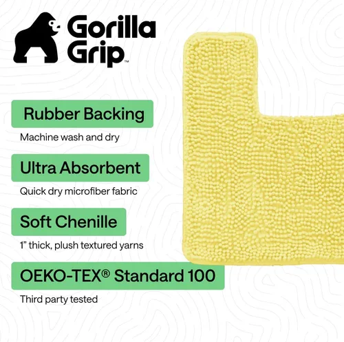 Miniatura 486 de Gorilla Grip - Tapete de baño de felpilla gruesa, suave y absorbente, secado rápido, de microfibra, con reverso de caucho, para piso de ducha, Nube