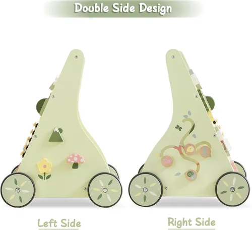 Miniatura 4 de Andador de bebé de madera Beright Push and Pull Andador de aprendizaje con múltiples actividades para niños, juguete de centro de actividades que