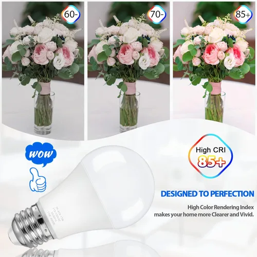 Miniatura 6 de ASOMST Paquete de 4 bombillas A19, bombilla LED equivalente a 100 W, blanco frío 6000K 1100LM 11W, base E26 no regulable, iluminación brillante, CRI
