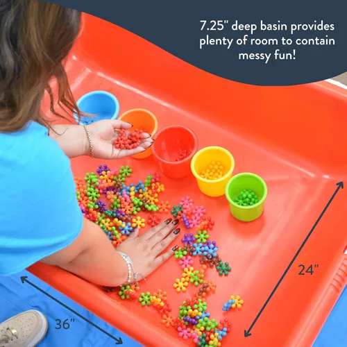 Miniatura 4 de Children's Factory Mesa sensorial mediana – 18″ de altura, caja de arena, mesa de agua para niños, rojo