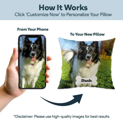 Miniatura 2 de Fabric Textile Products funda de almohada personalizada para mascotas - Fabricada en EE. UU. - Almohada personalizada con fotos de gatos y perros