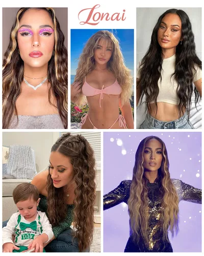 Miniatura 6 de LONAI - Extensiones de cabello con clip, 6 piezas, rizadas, de 24" de largo, sintéticas, para mujer, color rubio ceniza natural