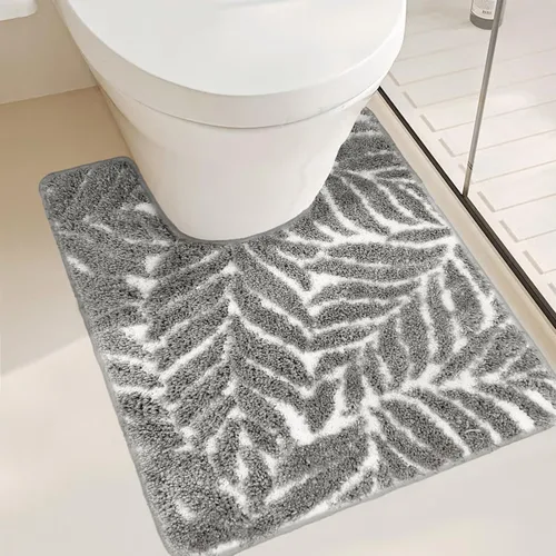 Miniatura 24 de Alfombra de Baño Azul - Alfombra de baño azul oscuro pequeña con hojas tropicales, antideslizante, lavable, para suelo de baño, bonita alfombra