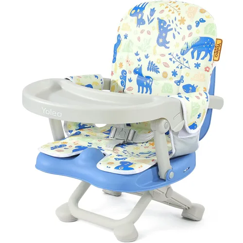 Miniatura 13 de YOLEO Silla alta para bebé, asiento elevador para mesa de comedor, sillas altas plegables con alturas ajustables, asiento elevador de viaje con Rosa