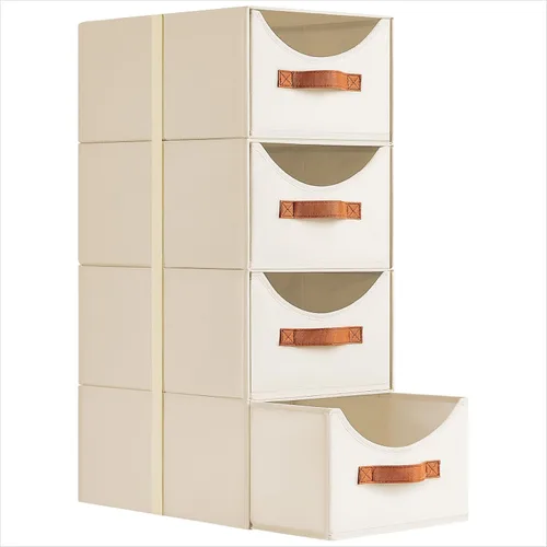Miniatura 12 de Homsorout Cajones de almacenamiento apilables, contenedores de almacenamiento plegables con cajones, paquete de 8 cestas organizadoras de estantes