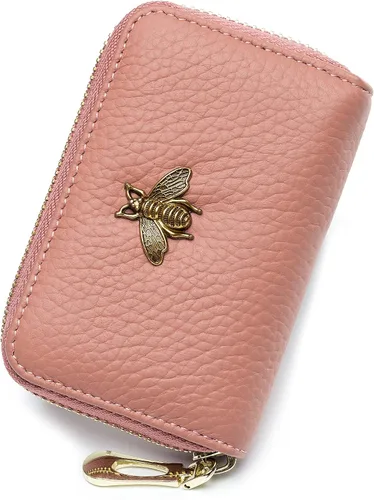 Miniatura 61 de imeetu Soporte para tarjetas de crédito RFID, cartera pequeña de cuero con cremallera para mujer