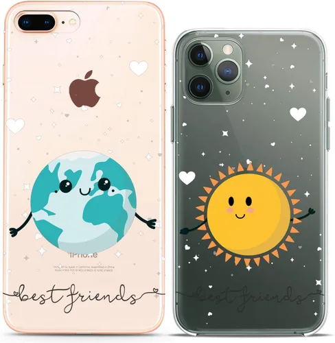 Miniatura 13 de Fundas a juego para parejas compatibles con iPhone 16 15 14 13 12 11 Pro Max Mini Xs X 6s 8 Plus 7+ Xr 10 SE 5 Cookie Coffee Gift Best Friend Kawaii