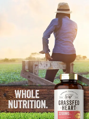 Miniatura 6 de Carlyle Herbage Farmstead - Suplemento de corazón de carne de res alimentada con pasto 3200 mg 200 unidades Cápsulas bovinas criadas en pasto