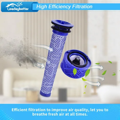 Miniatura 6 de Leadaybetter V6 Filtros de repuesto para aspiradora Dyson Absolute Total Clean inalámbrica, paquete de 2 repuestos HEPA y pre filtro, comparado