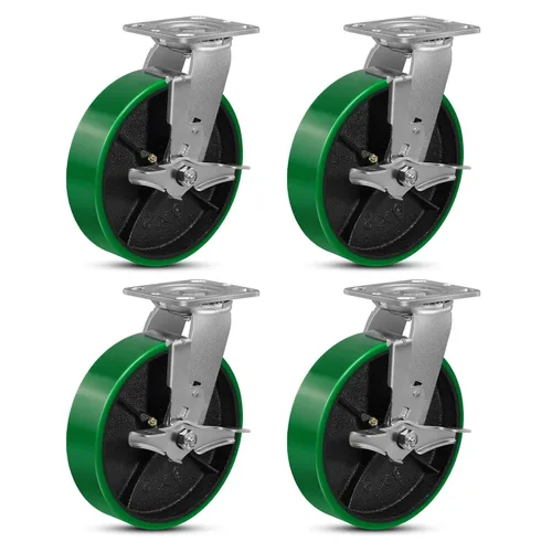 Miniatura 67 de Ruedas giratorias, ruedas industriales de 4 pulgadas resistentes, poliuretano en rueda de acero, ruedas giratorias de placa superior
