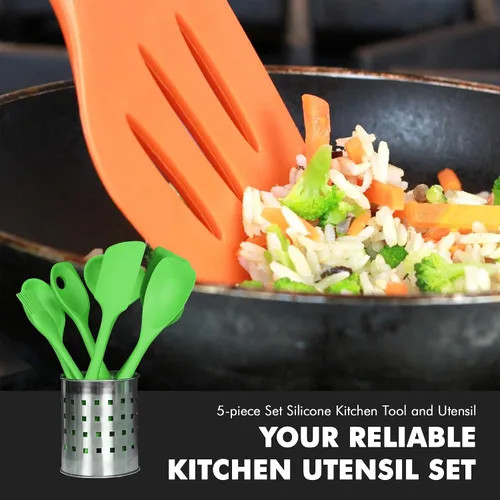 Miniatura 5 de Juego de 5 utensilios de cocina Chef Craft, de silicón, de color azul, Juego de 5 piezas, Verde