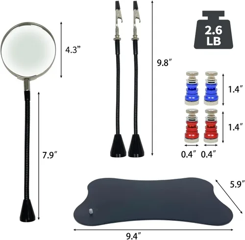 Miniatura 5 de Sutekus Manos de ayuda para soldar soporte para placa de circuito PCB con lupa de 2.5X para reparación electrónica, joyería, manualidades