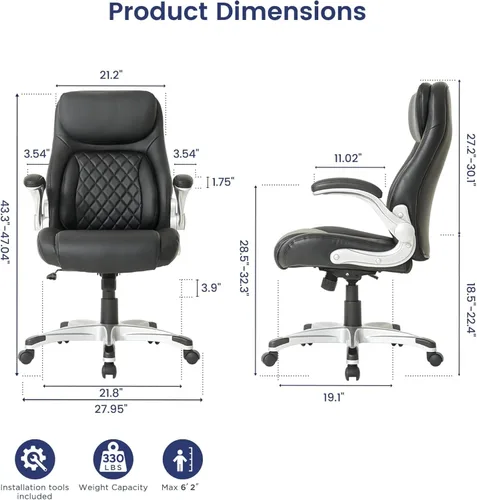 Miniatura 3 de Nouhaus Silla Ergonómica de Oficina de Cuero de Microfibra Premium, Soporte Lumbar Ajustable y Reposabrazos, Respaldo Alto, Cómodas Sillas