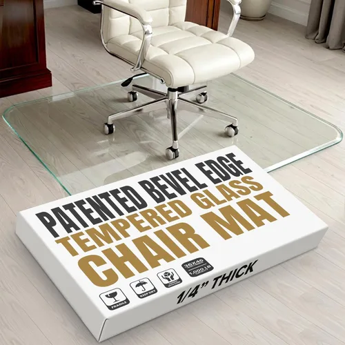 Exclusiva alfombrilla de cristal con borde biselado para un deslizamiento suave y fácil de poner y quitar por Clearly Innovative, alfombrilla de