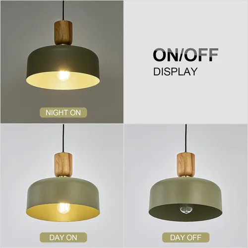 Miniatura 6 de Iluminación colgante contemporánea, lámpara colgante de 12 pulgadas, acento de madera y latón, lámpara colgante de metal ajustable para cocina
