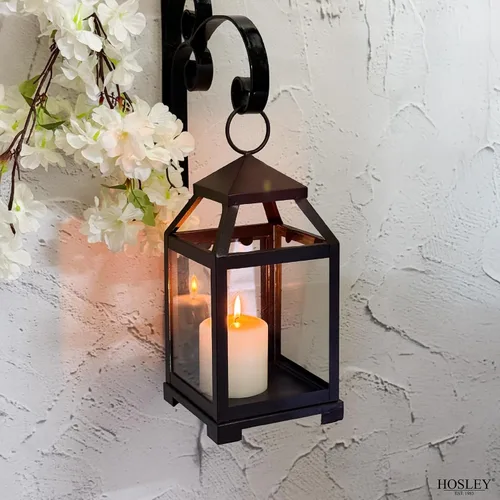 Miniatura 3 de Hosley's Farol estilo clásico, de 12 pulgadas de alto, de hierro y vidrio Regalo ideal para celebraciones, fiestas, bodas, Aromaterapia y Spa.