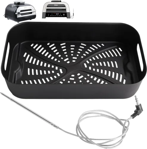 Foodi XL Grill Combo cesta para verduras y sonda de carne para Ninja FG551/FG550 Foodi XL Grill, cesta antiadherente para freidora de aire Ninja