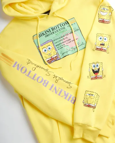 Miniatura 2 de Nickelodeon Mens SpongeBob and Patrick Fleece Sweatshirt Men and Womens Unisex Pullover Hoodie (Size S-XL)