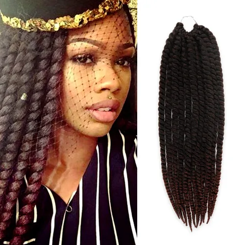Miniatura 32 de Trenzas de ganchillo de pelo sintético auténtico doble Jumbo Senegalese Twist 12" (30)