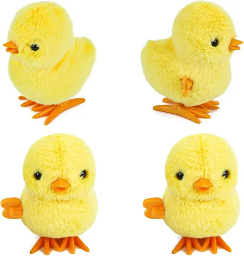 3 Otters 4 juguetes para pollitos de cuerda, lindos pollitos enrollados realistas de peluche para niños, bolsas de regalos de Pascua, cofre del