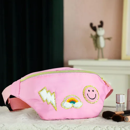 Miniatura 7 de Sotiff Preppy Patch - Riñonera de nailon con diseño de rayos, ajustable, con diseño de sonrisa, para mujeres, resistente al agua, arcoíris