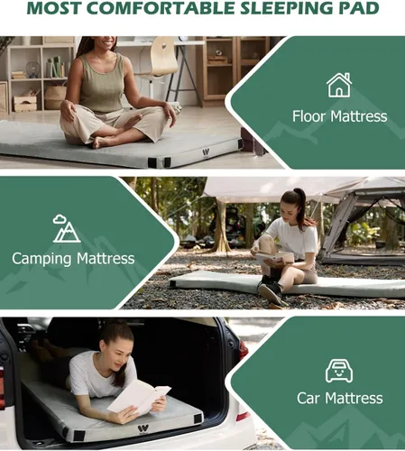 Miniatura 7 de Willpo CertiPUR-US Memory Foam Camping Mattress with Travel Bag and 2 Interchangeable Covers, Lightweight Portable Sleeping Pad for Tents, Guest