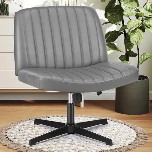 Miniatura 9 de DUMOS Silla de escritorio sin ruedas, silla cruzada ancha con patas cruzadas, silla de tocador de escritorio de oficina, sillas giratorias