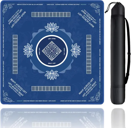 Mahjong Mat, tapete Mahjong para mesa con bolsa, 31.5 x 31.5 pulgadas, goma antideslizante y reducción de ruido, tapete de juego para Mah Jongg,