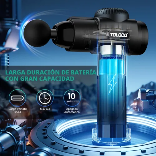 Miniatura 4 de Pistola para masajes Toloco–T11 Pro, de mano, para tejido muscular profundo, masajeador corporal deportivo, taladro portátil, motor de escobillas