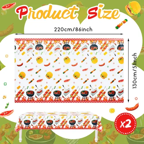 Miniatura 2 de Amylove Paquete de 2 manteles de pícnic para fiestas de barbacoa, 86 x 51 pulgadas, resistentes a las manchas, para baby shower, cumpleaños
