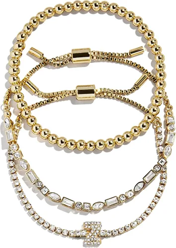 Miniatura 22 de BaubleBar Juego de pulsera Pisa para mujer, tres pulseras de cuentas chapadas en oro, joyería de moda, regalo de moda
