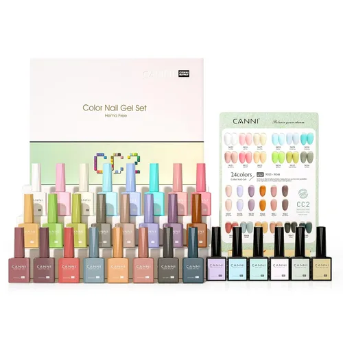 Miniatura 12 de CANNI 30 piezas de 9 ml de kit de esmalte de uñas de gel sin hema, kit de esmalte de uñas de gel de color rojo oscuro, rosa intenso, púrpura