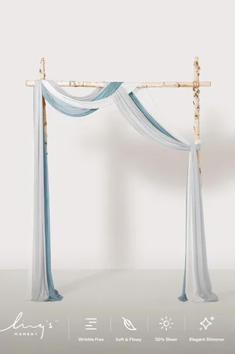 Miniatura 2 de Ling's moment 3 paneles de 20 pies de tela para cubrir arco de boda (azul y gris frío + blanco)