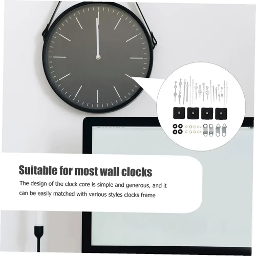Miniatura 5 de Tofficu Kit de reemplazo de movimiento de reloj de pared DIY con mecanismo de cuarzo silencioso, manecillas de reloj plateadas y cronometraje