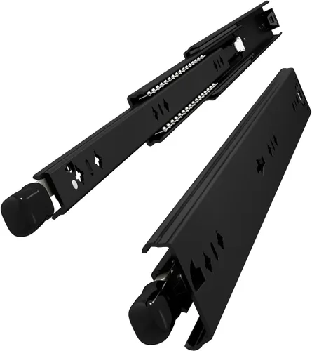 Miniatura 9 de VADANIA Deslizador de cajón resistente de 12 pulgadas sin cerradura #VA2053-b, acero laminado en frío electrochapado negro, 2 pulgadas de ancho