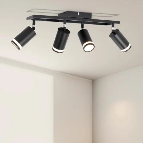 Miniatura 14 de Ketom Luminarias de Riel de Techo de 4 Luces, Foco LED de Techo Negro GU10, Kit de Luz de Riel Moderno para Cocina Pasillo Sala de Estar