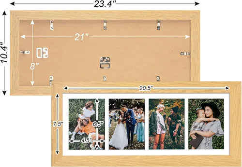 Miniatura 762 de Marcos de Fotos Collage de 13.5X15.5 con 7 Aberturas para Fotos de 4X6, Marco de Fotos Múltiples con Paspartú para Decoración de Pared, Grano