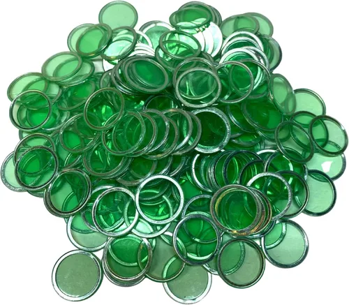MR CHIPS Fichas de bingo magnéticas con borde de metal de 3/4 pulgadas, 100 piezas mejoradas transparentes, disponibles en 7 colores en una bolsa
