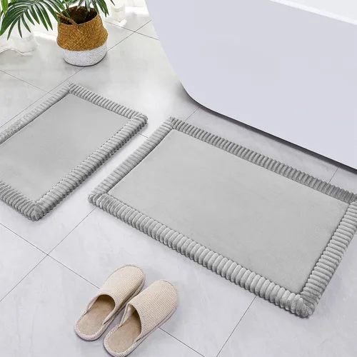 Miniatura 15 de SWEMSTAR Alfombra de baño de espuma viscoelástica con alfombra de inodoro, tapete de baño absorbente de agua para suelo de baño, antideslizante