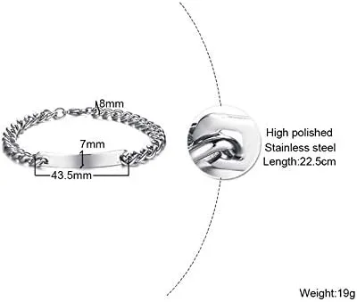 Miniatura 6 de Pulseras personalizadas de regalo para parejas, pulsera a juego para él y ella, pulsera de cadena cubana de promesa para hombres y mujeres, regalo