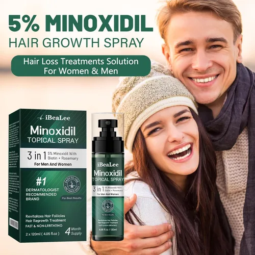 Miniatura 8 de 5% Minoxidil for Men & Women - Minoxidil Spray for Hair Growth with Biotin & Rosemary, Topical Treatment for Thinning Hair, Beard & Scalp, Extra