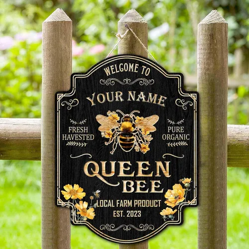 Miniatura 7 de Letrero personalizado de madera de abeja de miel (no tallado real), regalo para apicultores, amantes de la miel, colmena humilde decoración de 10