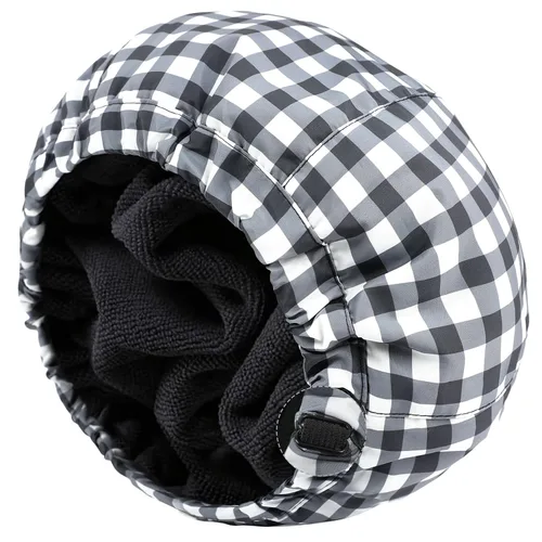 Miniatura 8 de Gorro de ducha para hombre, gorro de baño negro, reversible, con forro de rizo, grande, impermeable, ajustable, banda elástica, dobladillo elástico