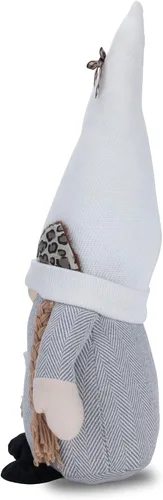 Miniatura 2 de Rae Dunn Gnomo Mamá de Gato – Gnomo de Peluche Blanco y Gris con Taza de Café, Orejas de Gato y Trenzas – Lindo Gnomo de Peluche – Decoración