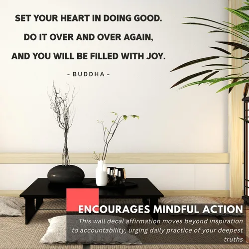 Miniatura 2 de My Vinyl Story - Set Your Heart - Calcomanía inspiradora de Buda motivacional para pared, con cita artística, frase de afirmación positiva, Zen