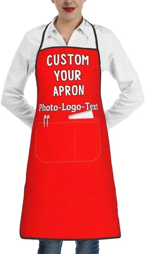 Miniatura 19 de Delantales personalizados para adultos, delantal personalizado con logotipo de foto, delantal impermeable con 2 bolsillos